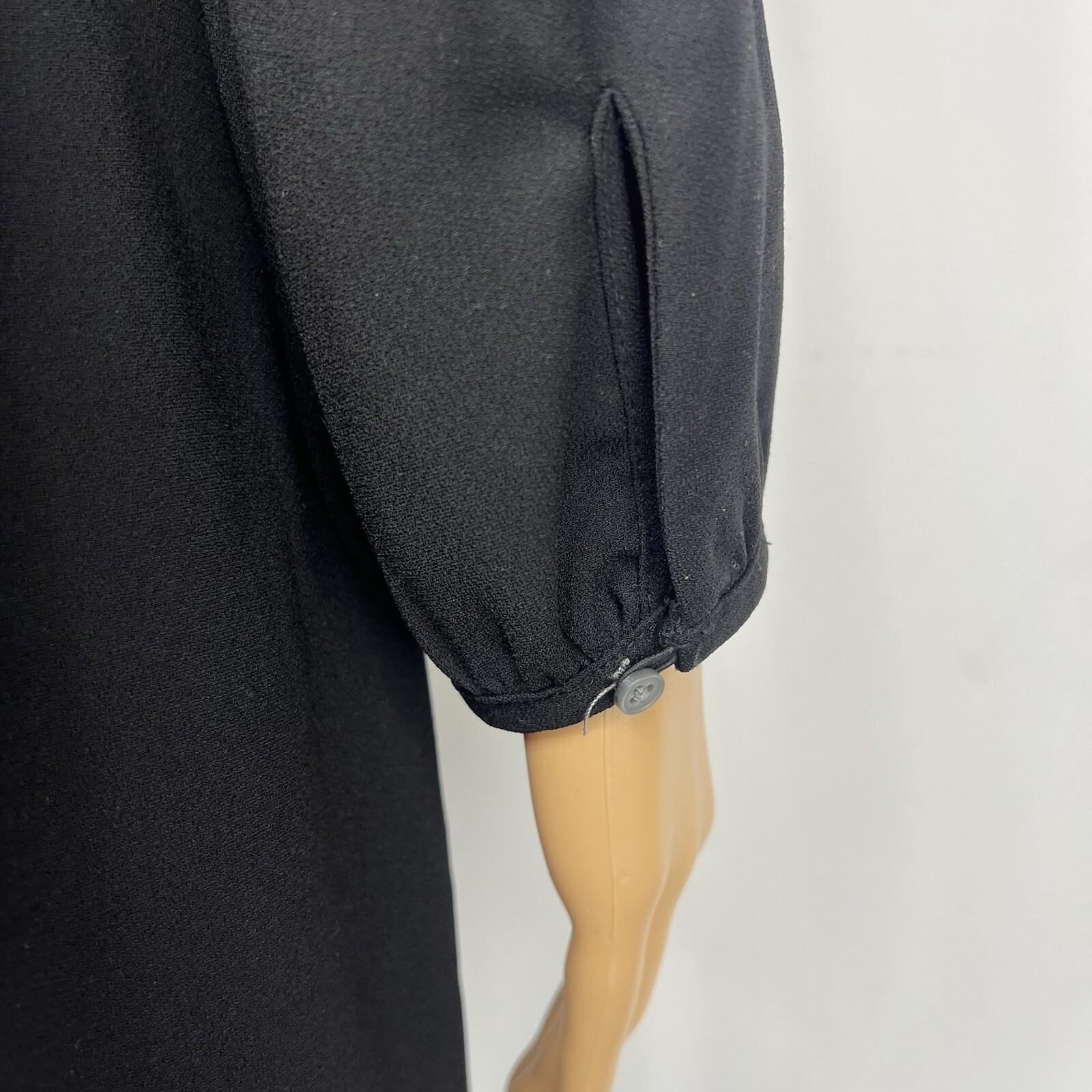 J Crew Polyester Wrap Dress 6T Black Belted Balloon Sleeve Minimalist V Neck