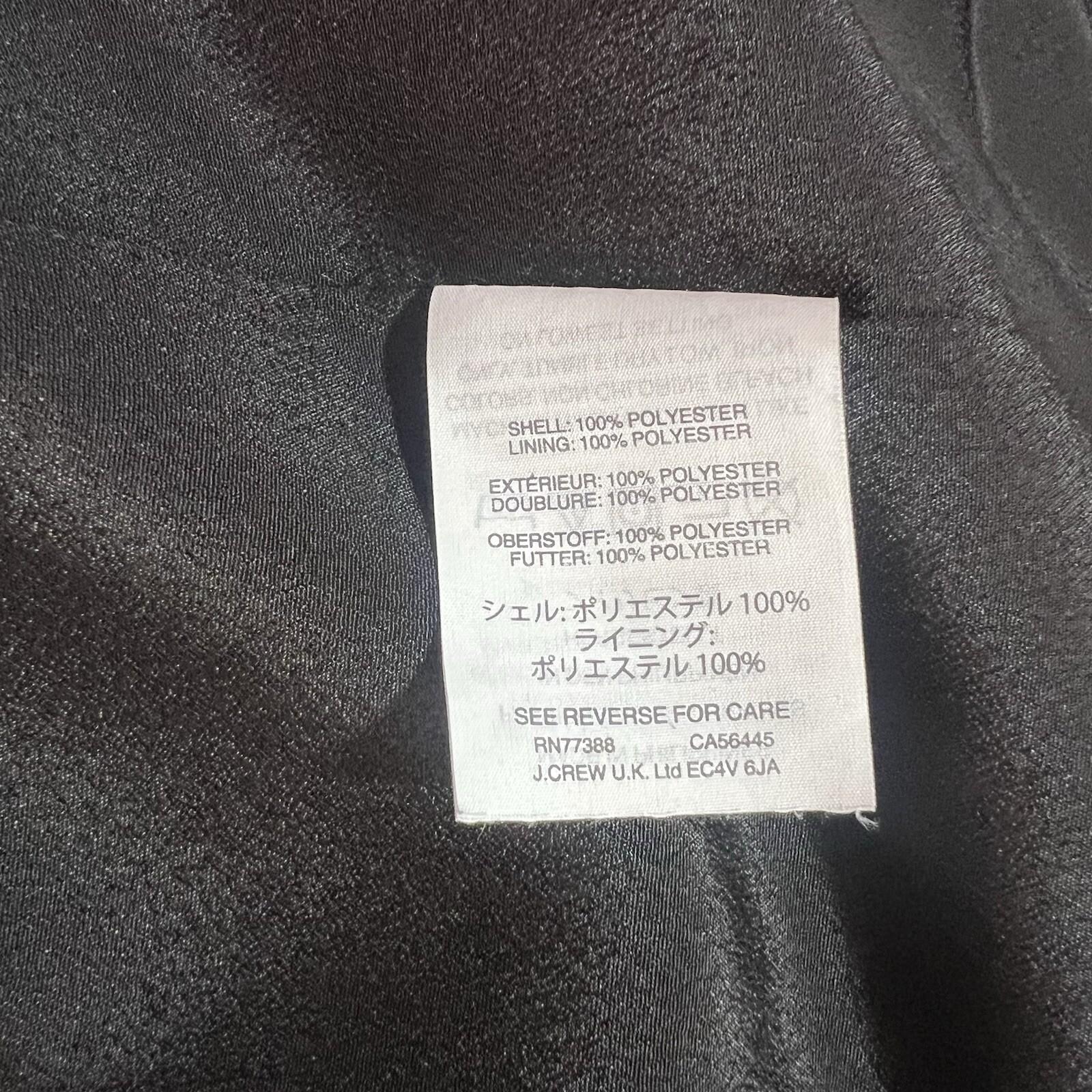 J Crew Polyester Wrap Dress 6T Black Belted Balloon Sleeve Minimalist V Neck