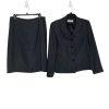 Tahari ASL Polyester Polyester Rayon Skirt Suit 12 Black Lined Ruffle Collar 2PC