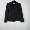 Tahari ASL Polyester Polyester Rayon Skirt Suit 12 Black Lined Ruffle Collar 2PC