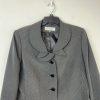 Tahari ASL Polyester Polyester Rayon Skirt Suit 12 Black Lined Ruffle Collar 2PC