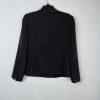 Tahari ASL Polyester Polyester Rayon Skirt Suit 12 Black Lined Ruffle Collar 2PC