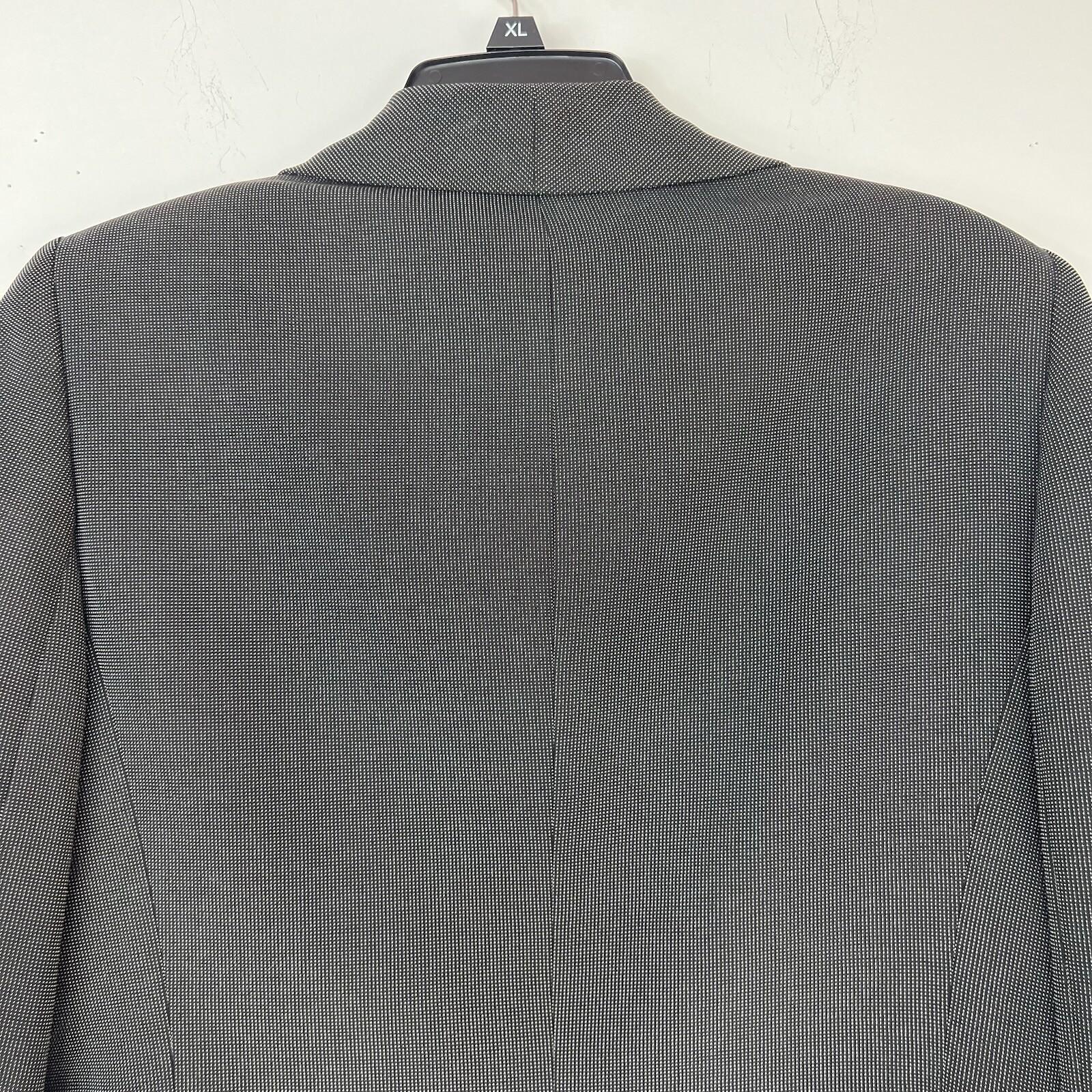 Tahari ASL Polyester Polyester Rayon Skirt Suit 12 Black Lined Ruffle Collar 2PC