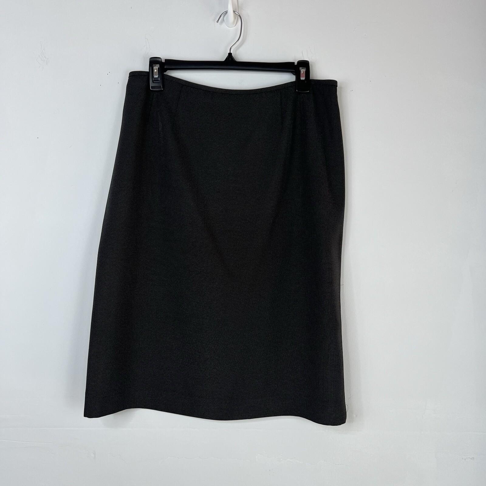 Tahari ASL Polyester Polyester Rayon Skirt Suit 12 Black Lined Ruffle Collar 2PC