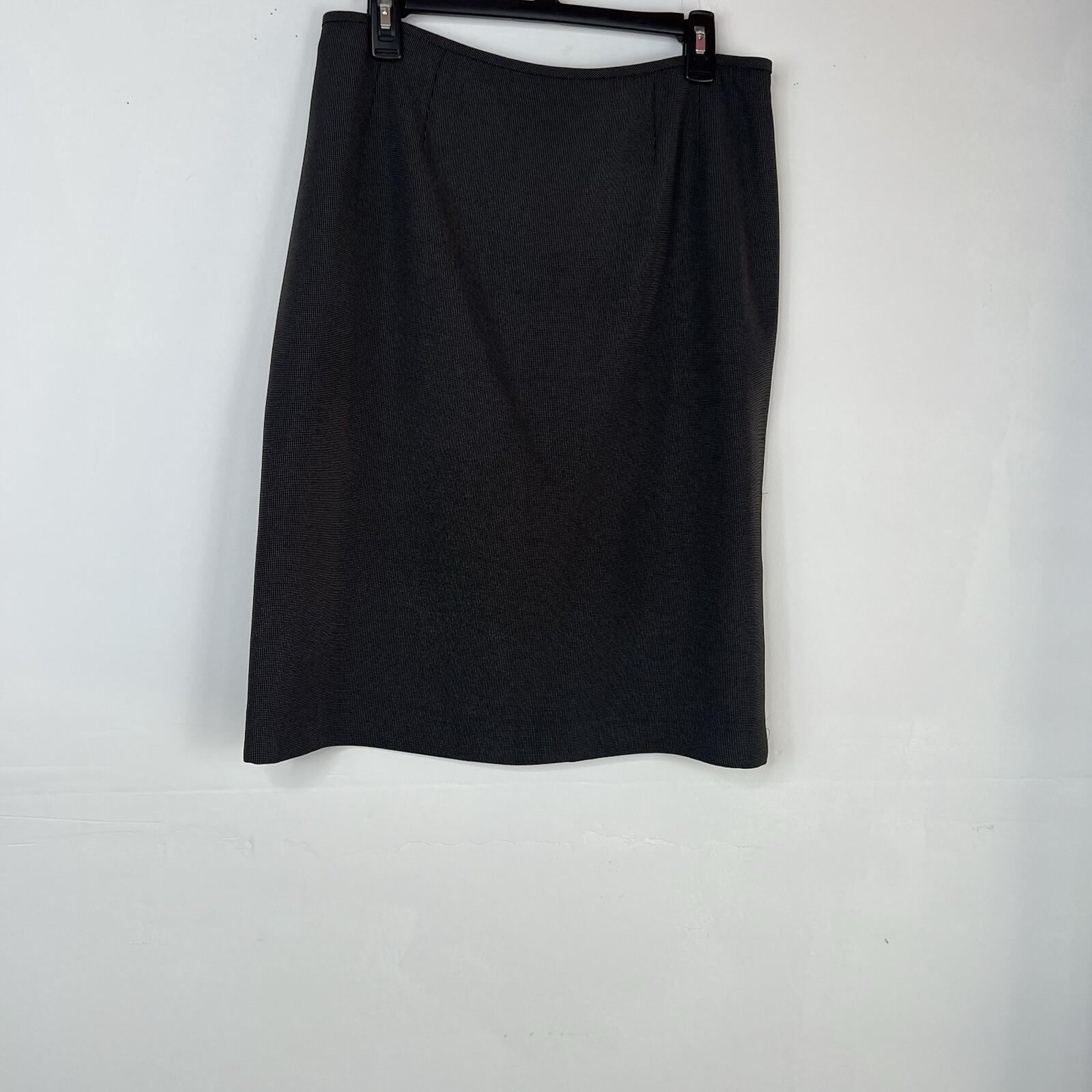 Tahari ASL Polyester Polyester Rayon Skirt Suit 12 Black Lined Ruffle Collar 2PC