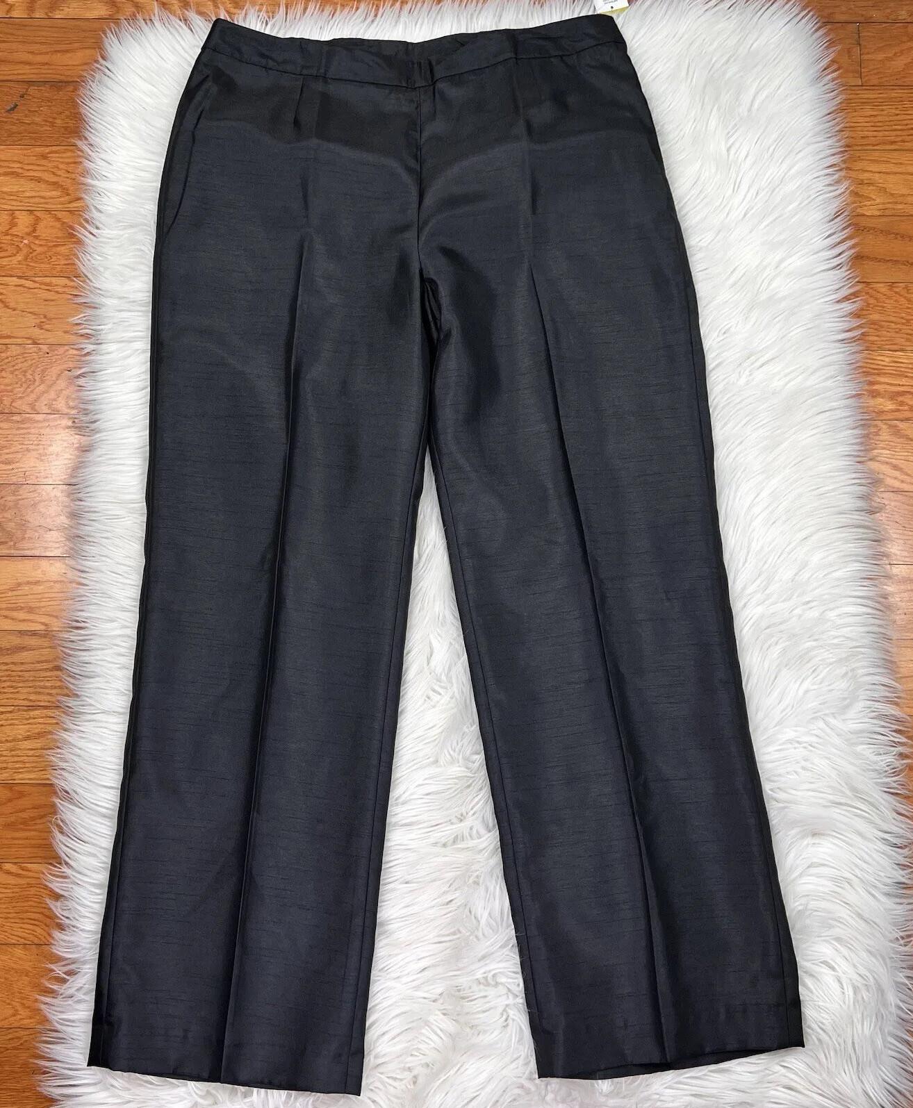 New LE SUIT Black Polyester Lined Straight Pant Size 14 MSRP 9