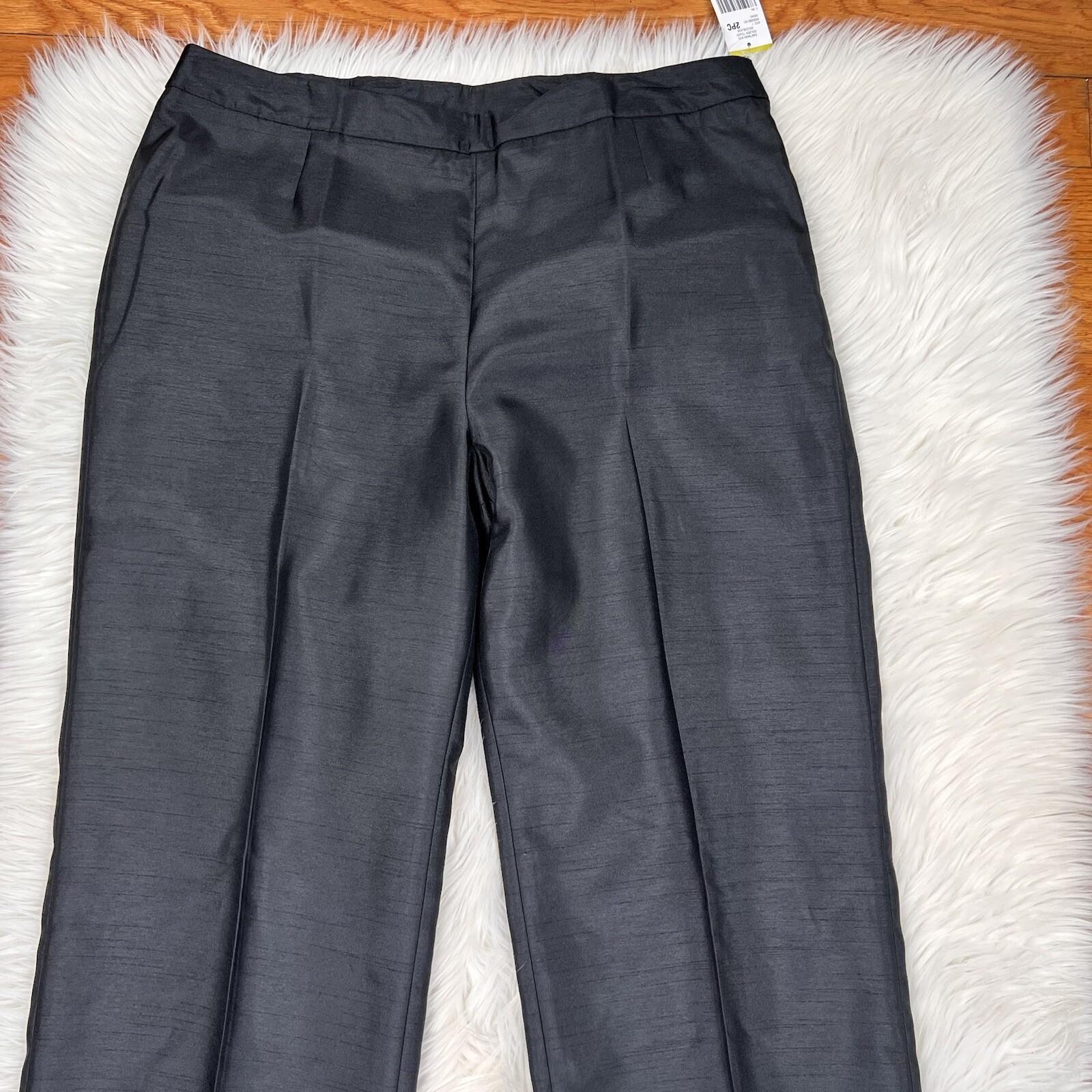 New LE SUIT Black Polyester Lined Straight Pant Size 14 MSRP 9