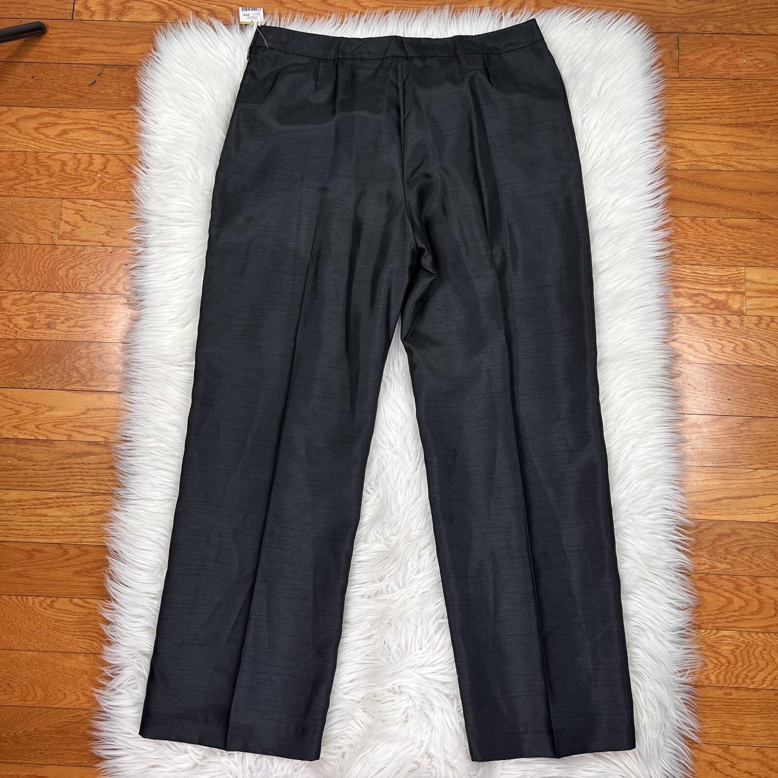 New LE SUIT Black Polyester Lined Straight Pant Size 14 MSRP 9
