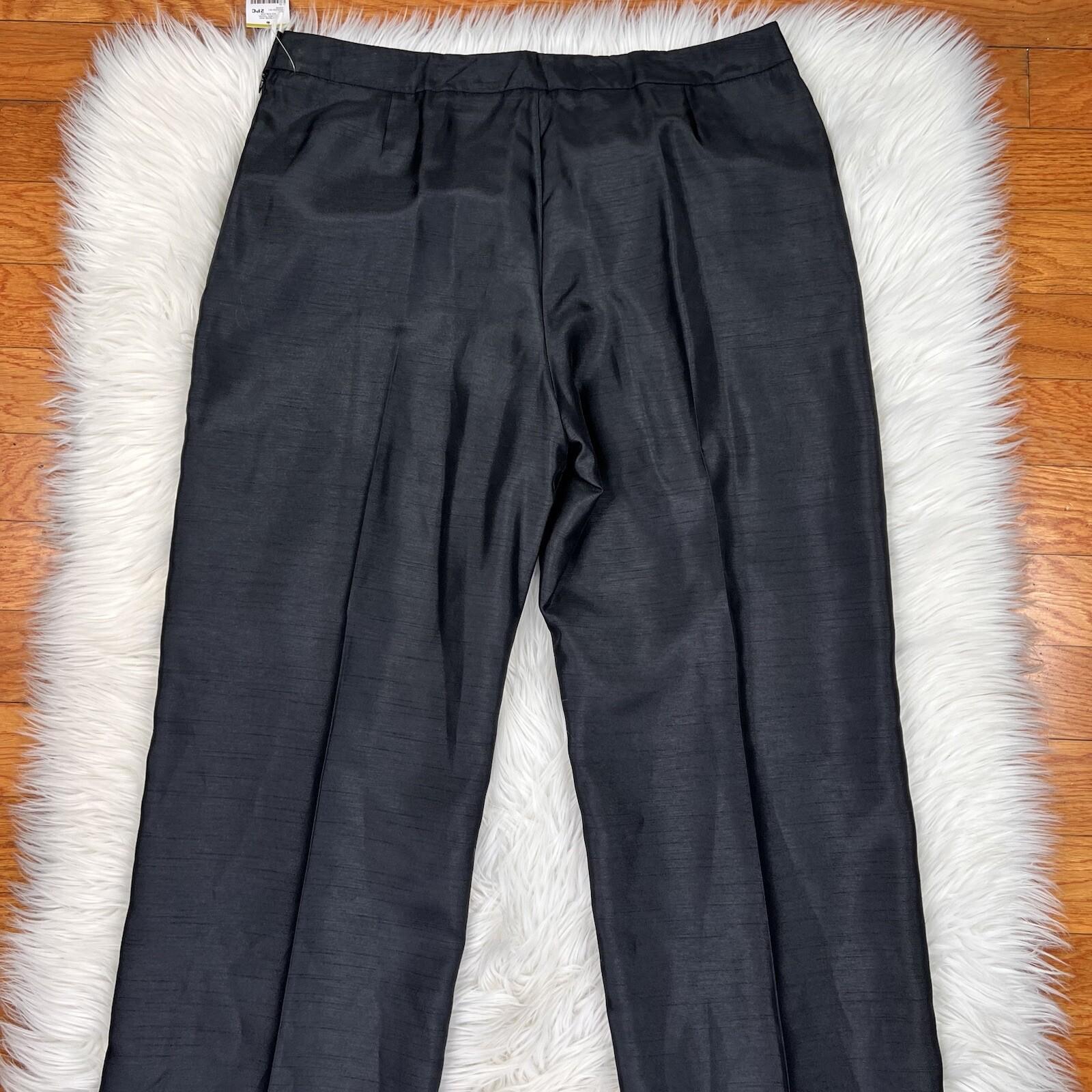 New LE SUIT Black Polyester Lined Straight Pant Size 14 MSRP 9