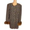 CLARA CLARA 1PC Gold Black Polyester Faux Fur Lined Collarless Blazer Size 20
