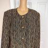 CLARA CLARA 1PC Gold Black Polyester Faux Fur Lined Collarless Blazer Size 20