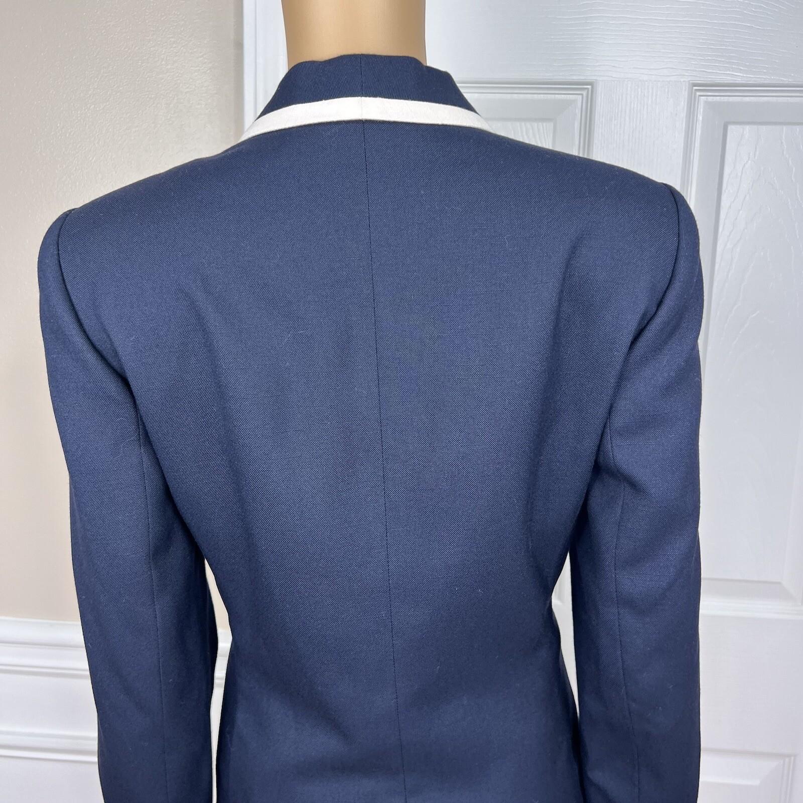 LE SUIT 1PC Navy Blue White Single Breasted Polyester Lined Blazer Size 8P