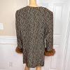 CLARA CLARA 1PC Gold Black Polyester Faux Fur Lined Collarless Blazer Size 20