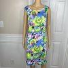 Talbots Cotton Spandex Dress Size 14 sleeveless shift Flounce Hem Floral Print