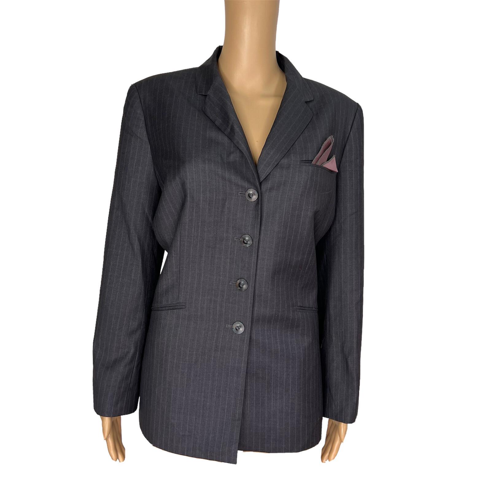 KASPER 1PC Slate Gray Striped Polyester Rayon Lined Blazer Size 14P