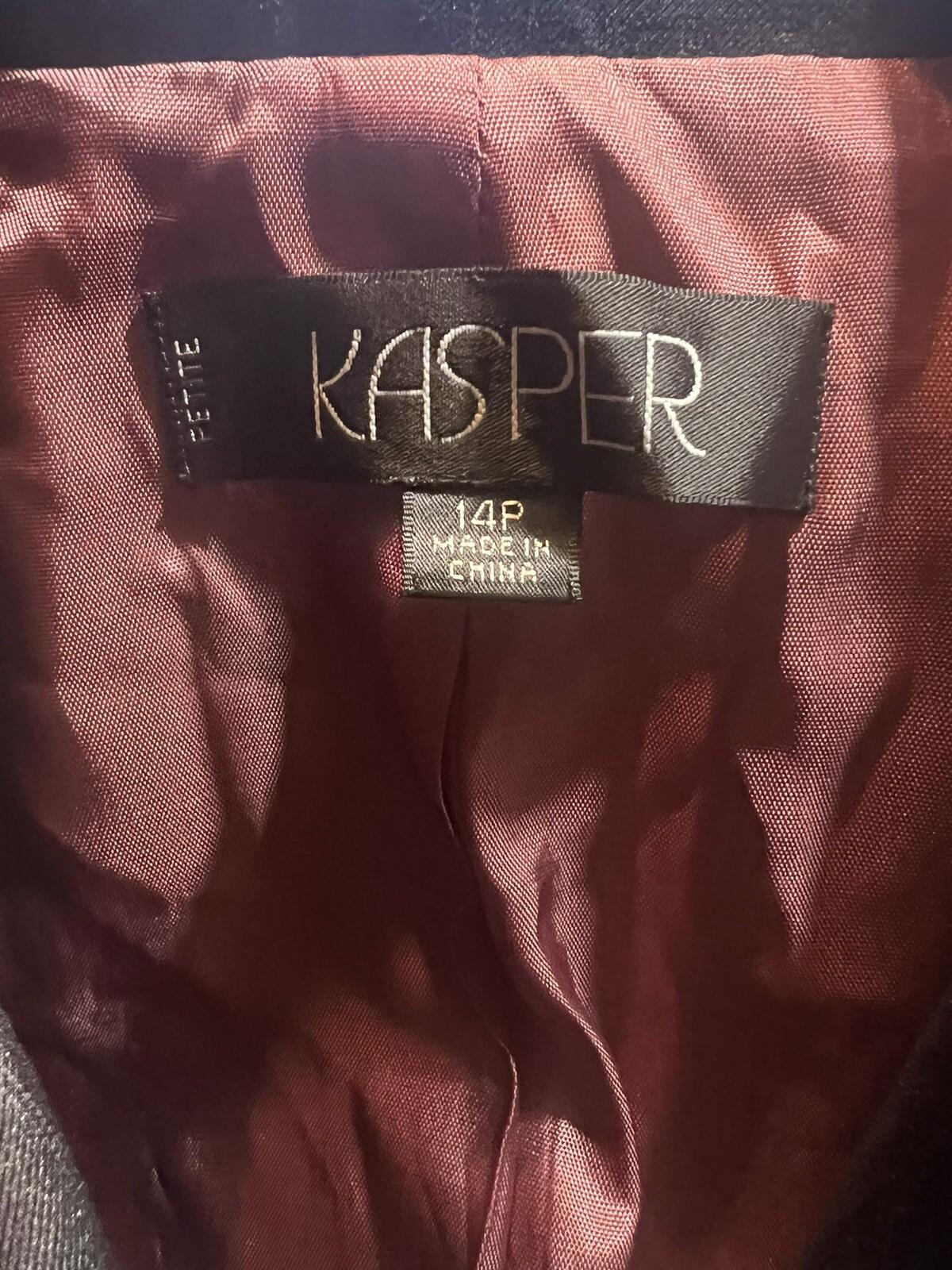 KASPER 1PC Slate Gray Striped Polyester Rayon Lined Blazer Size 14P