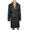 Sharagano 2PC Charcoal Striped Polyester Rayon Stretch Lined Skirt Suit Size 14