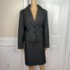 Sharagano 2PC Charcoal Striped Polyester Rayon Stretch Lined Skirt Suit Size 14