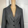 Sharagano 2PC Charcoal Striped Polyester Rayon Stretch Lined Skirt Suit Size 14