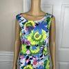 Talbots Cotton Spandex Dress Size 14 sleeveless shift Flounce Hem Floral Print