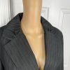 Sharagano 2PC Charcoal Striped Polyester Rayon Stretch Lined Skirt Suit Size 14