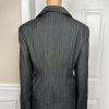 Sharagano 2PC Charcoal Striped Polyester Rayon Stretch Lined Skirt Suit Size 14