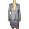 Anne Klein Rayon Blend Skirt 12P Suit 10P Pale Gray Notch Collar Lined 2PC New