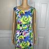 Talbots Cotton Spandex Dress Size 14 sleeveless shift Flounce Hem Floral Print