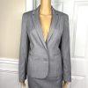Anne Klein Rayon Blend Skirt 12P Suit 10P Pale Gray Notch Collar Lined 2PC New