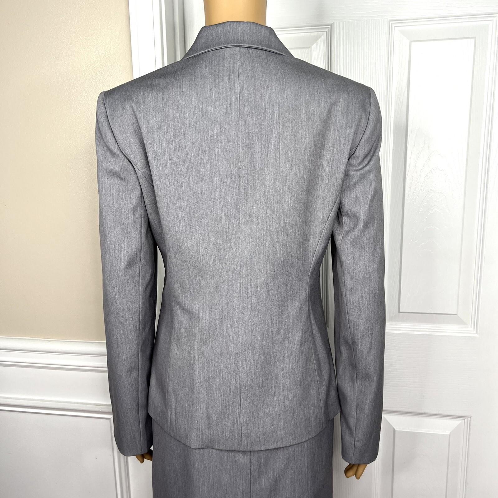 Anne Klein Rayon Blend Skirt 12P Suit 10P Pale Gray Notch Collar Lined 2PC New