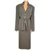 New LARRY LEVINE 2PC Army Green Polyester Rayon Spandex Belted Skirt Suit SZ 18