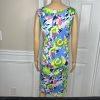 Talbots Cotton Spandex Dress Size 14 sleeveless shift Flounce Hem Floral Print