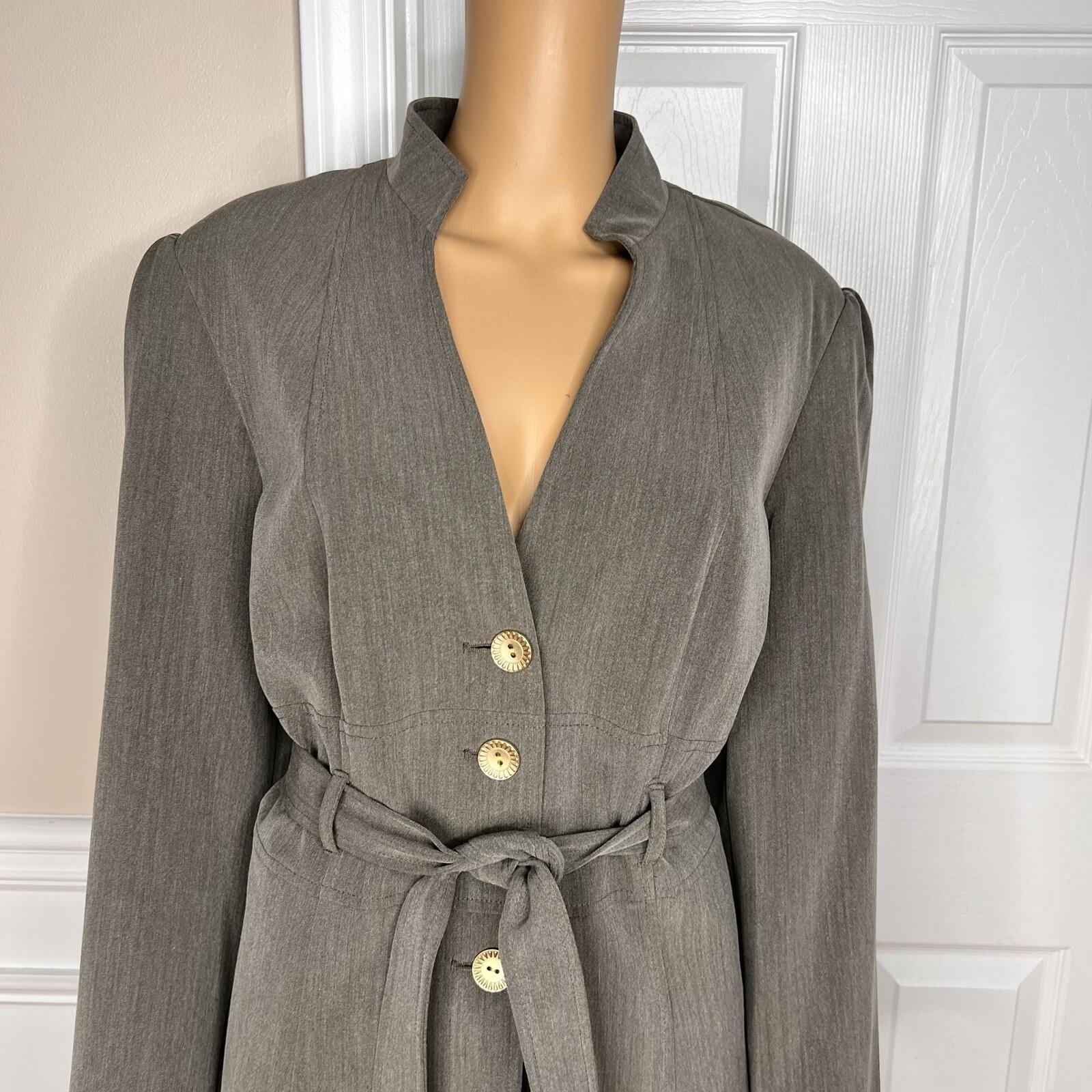 New LARRY LEVINE 2PC Army Green Polyester Rayon Spandex Belted Skirt Suit SZ 18