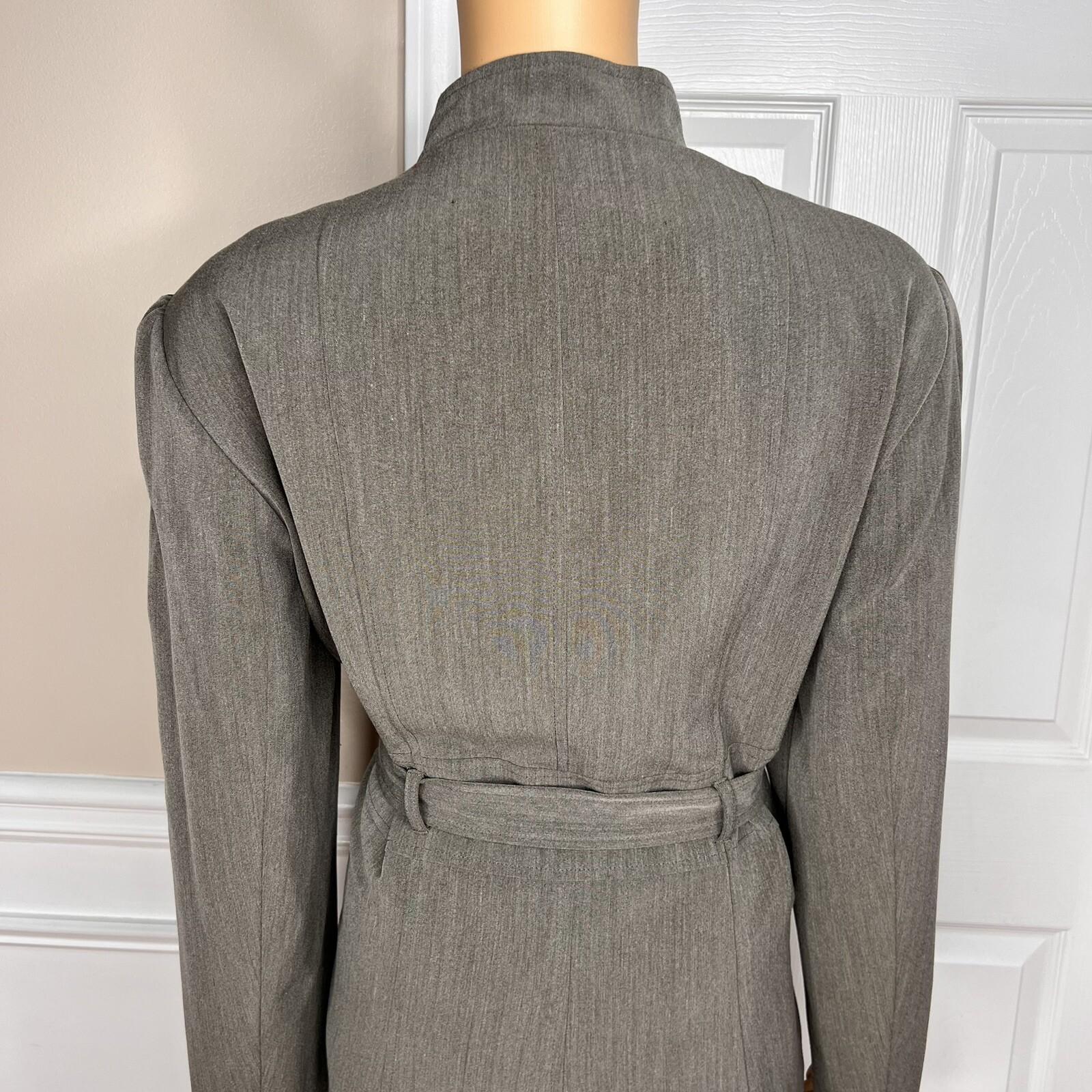 New LARRY LEVINE 2PC Army Green Polyester Rayon Spandex Belted Skirt Suit SZ 18