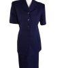 Morgan Miller Polyester Skirt Suit Size 8 Purple Short Sleeves Women 2 Piece