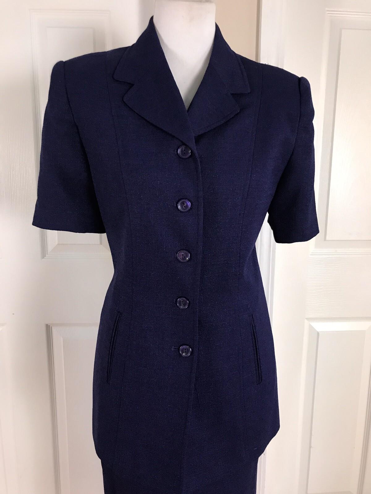 Morgan Miller Polyester Skirt Suit Size 8 Purple Short Sleeves Women 2 Piece