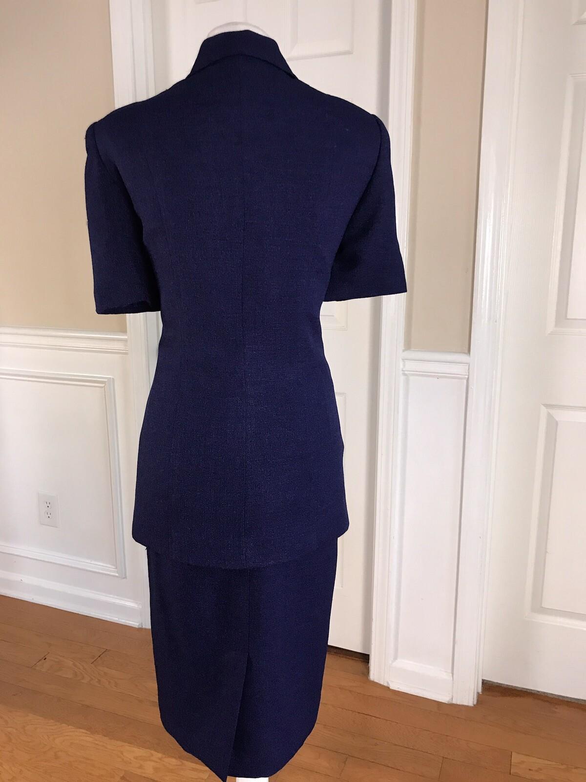 Morgan Miller Polyester Skirt Suit Size 8 Purple Short Sleeves Women 2 Piece