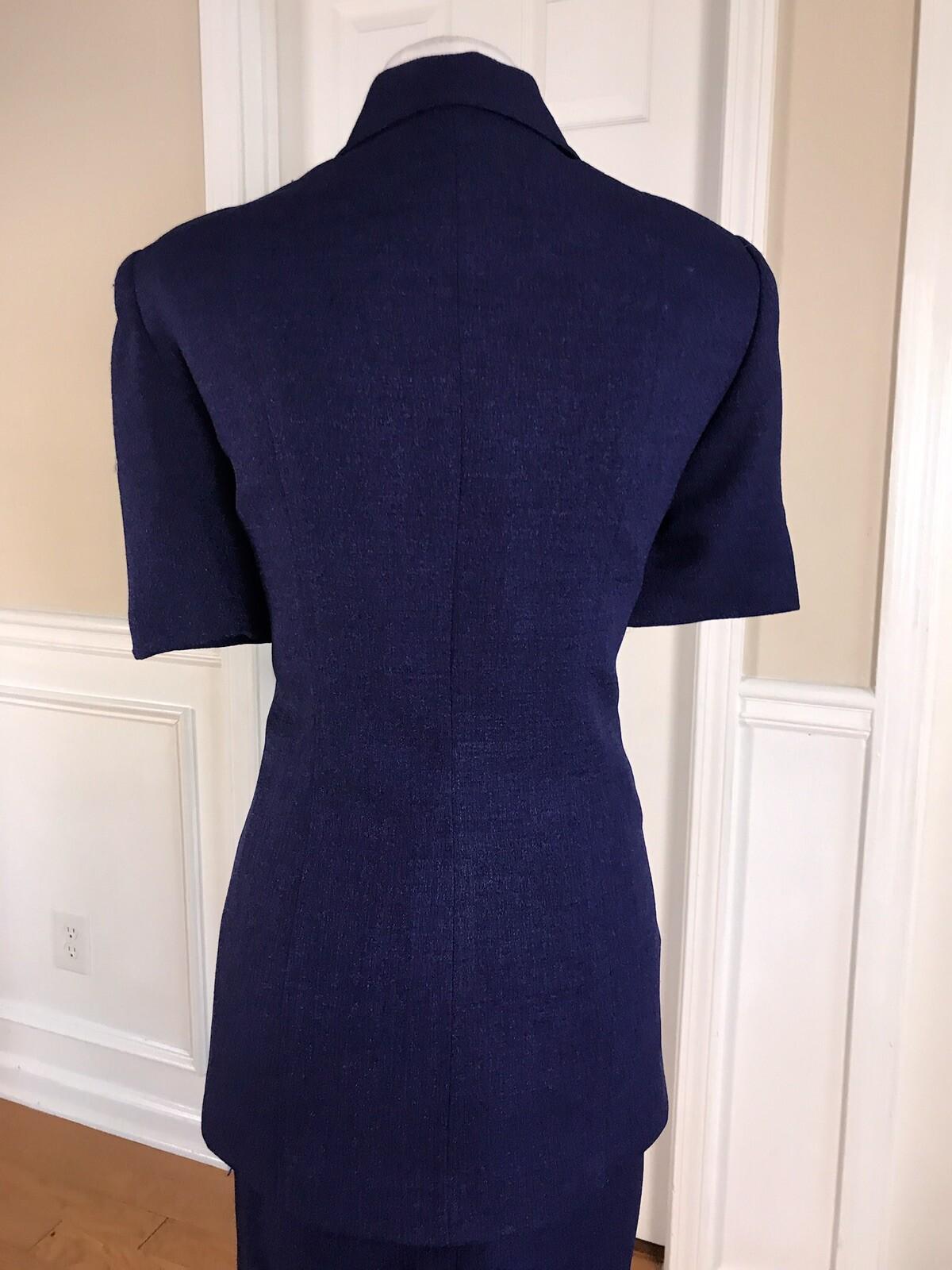 Morgan Miller Polyester Skirt Suit Size 8 Purple Short Sleeves Women 2 Piece