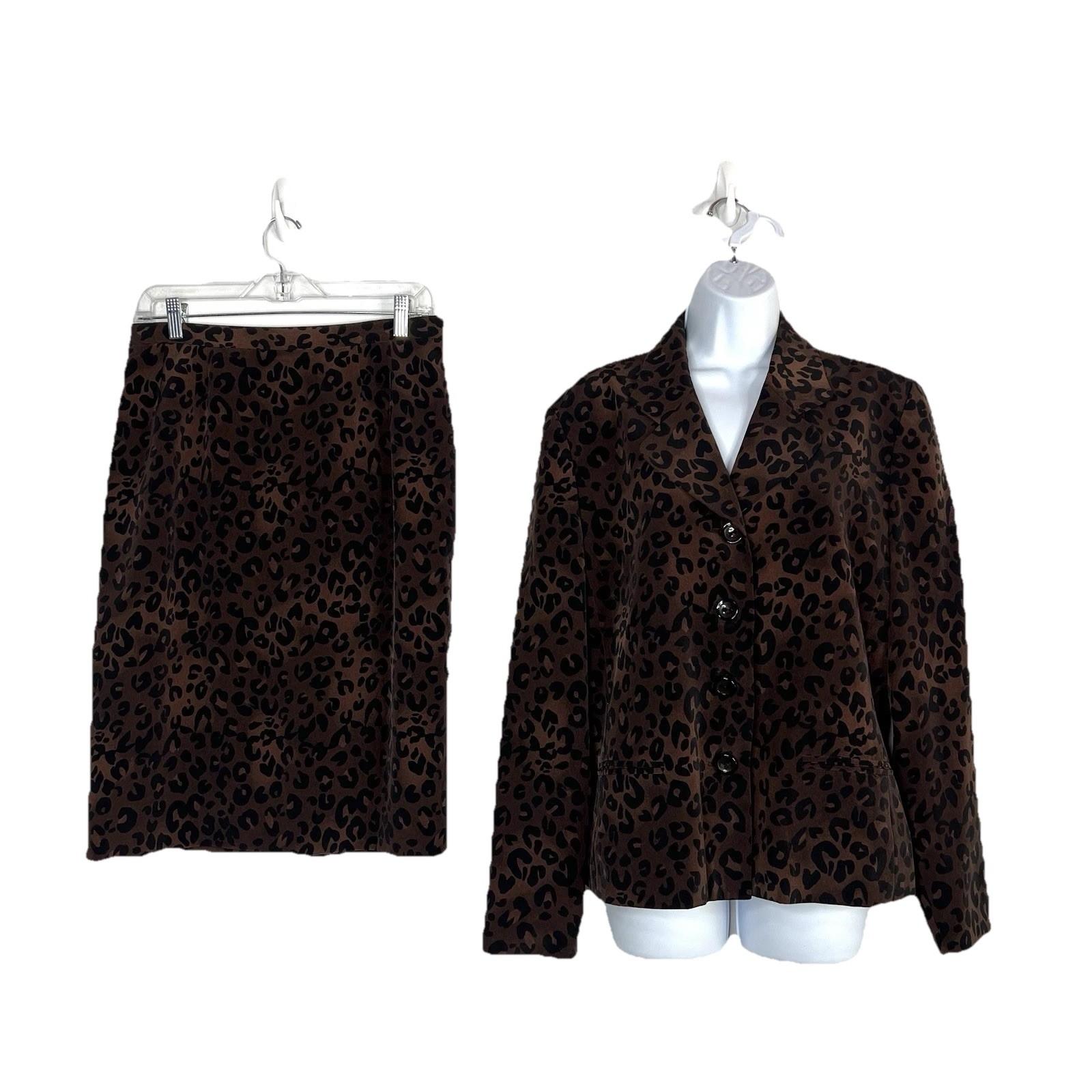 Kasper ASL Polyester Skirt Suit 12 Black Dark Brown Lined Timeless 2PC Pockets