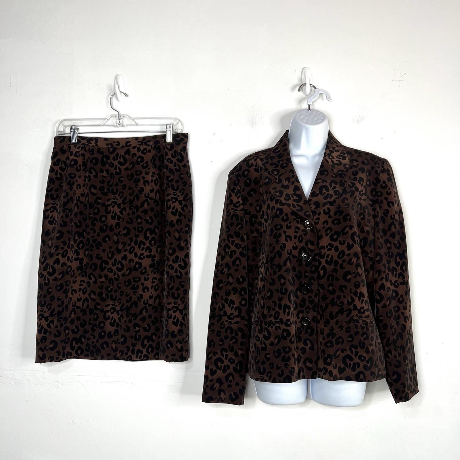 Kasper ASL Polyester Skirt Suit 12 Black Dark Brown Lined Timeless 2PC Pockets