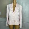 10-2587.jpg John Meyer Polyester Blazer Size 18 Pink Beaded Embroidered Shawl Collar Ruffle