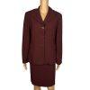 10-2593.jpg Tahari Women Vintage Polyester Skirt Suit Size 10 Maroon Lined Notch Collar 2PC