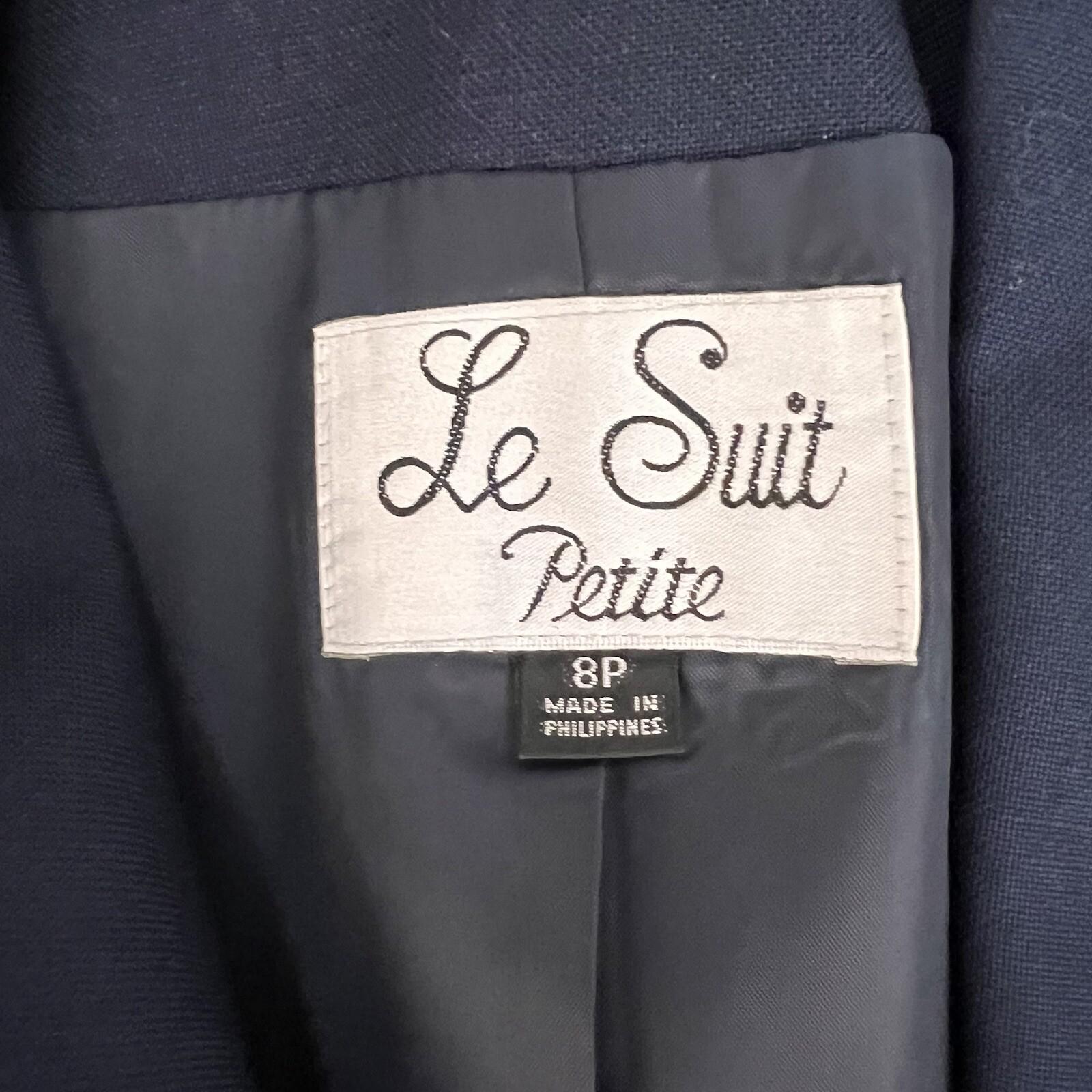 LE SUIT 1PC Navy Blue White Single Breasted Polyester Lined Blazer Size 8P
