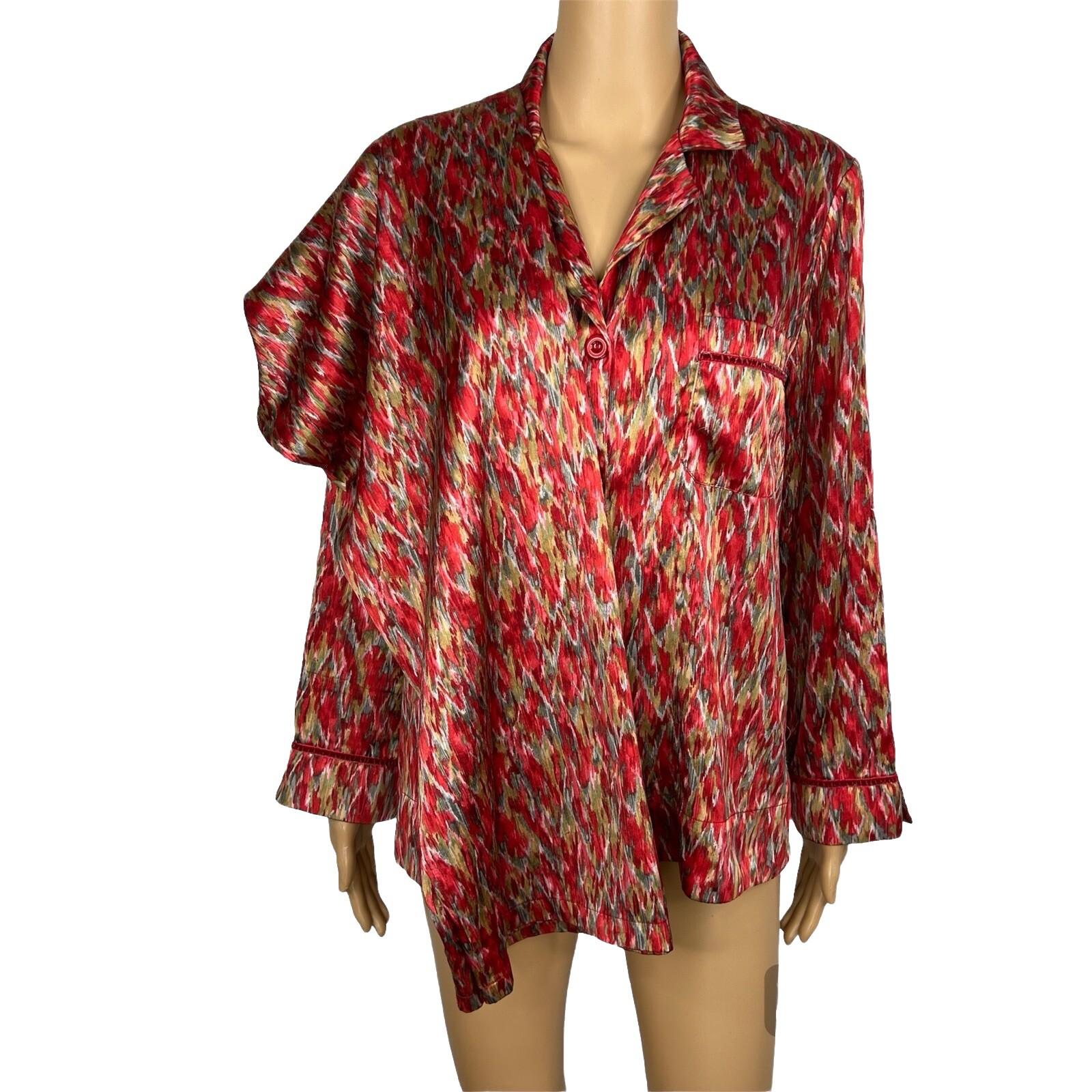 Oscar De La Renta Women Satin Pajama Set Size M Multicolor Abstract Print Capri