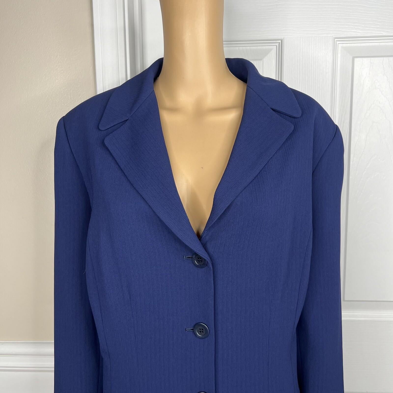 GARFIELD & MARKS 2PC Blue Polyester Triacetate Lined Mid Skirt Suit Size 16
