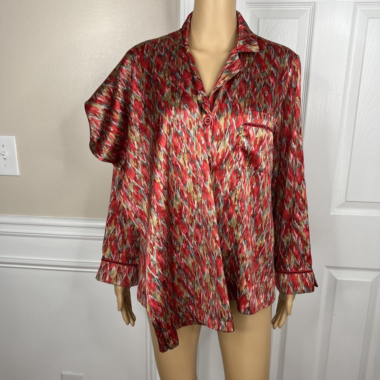 Oscar De La Renta Women Satin Pajama Set Size M Multicolor Abstract Print Capri