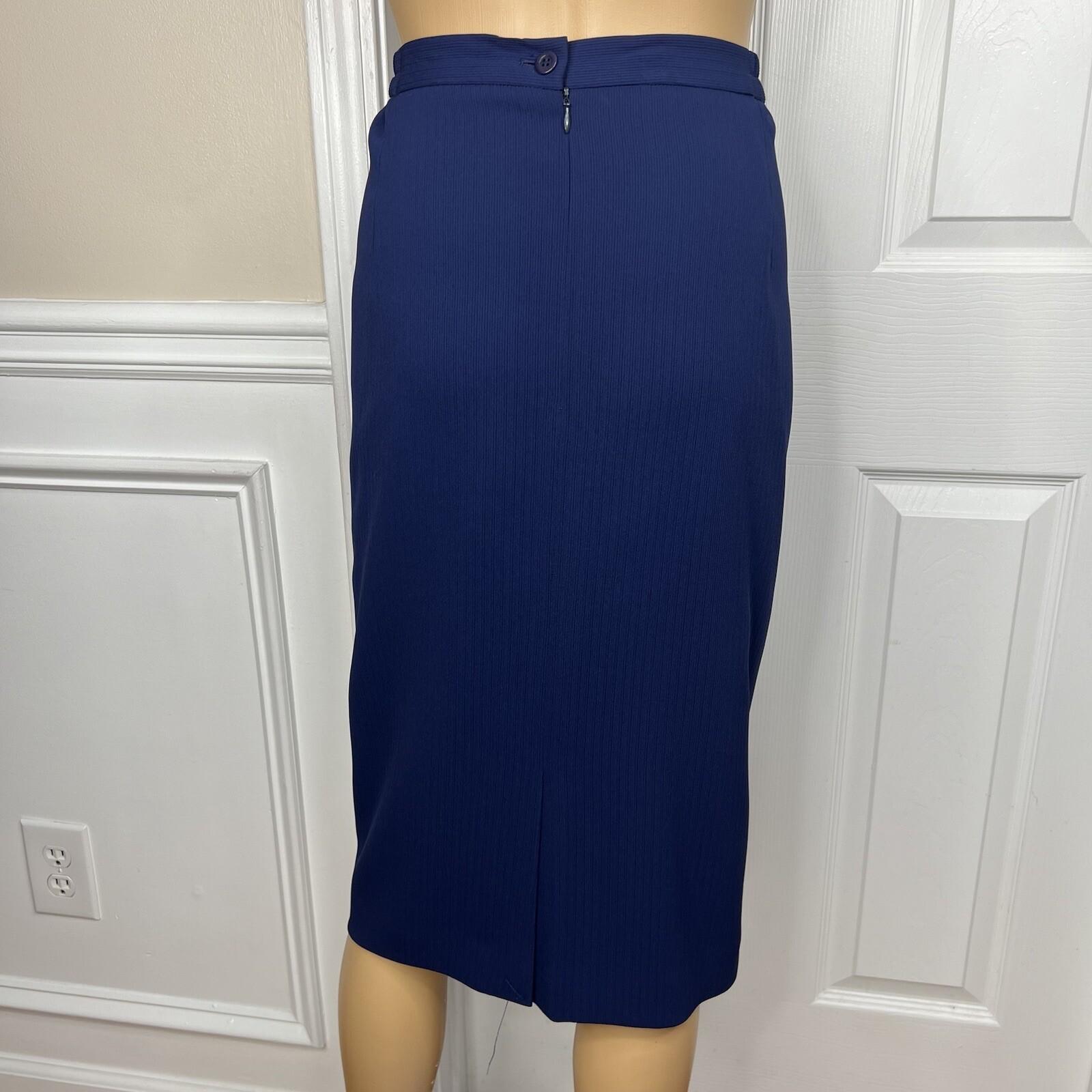 GARFIELD & MARKS 2PC Blue Polyester Triacetate Lined Mid Skirt Suit Size 16