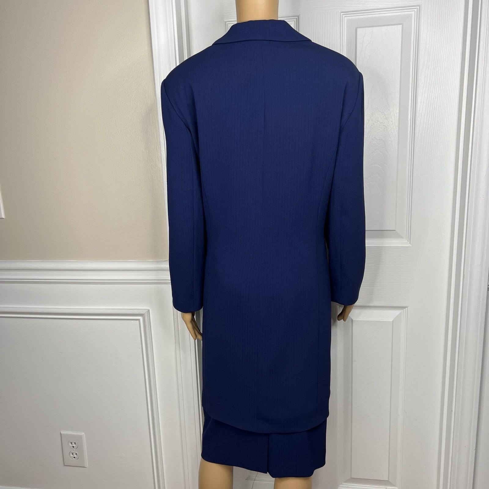 GARFIELD & MARKS 2PC Blue Polyester Triacetate Lined Mid Skirt Suit Size 16