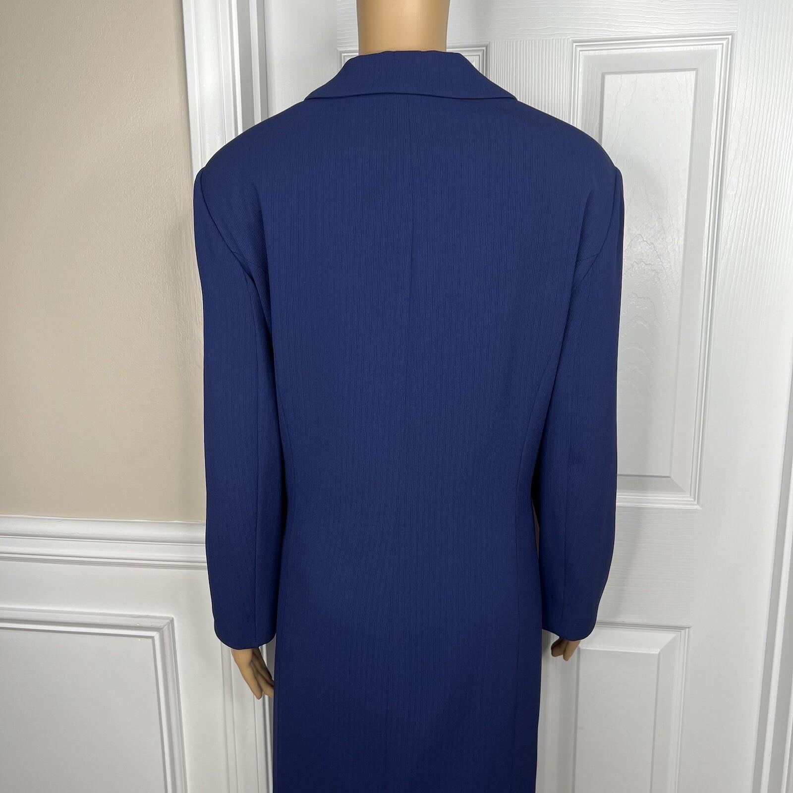 GARFIELD & MARKS 2PC Blue Polyester Triacetate Lined Mid Skirt Suit Size 16