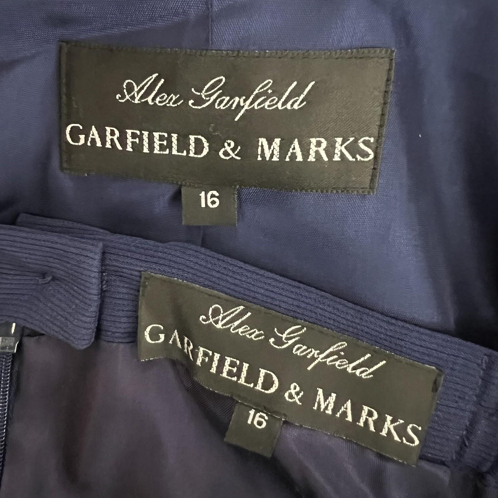 GARFIELD & MARKS 2PC Blue Polyester Triacetate Lined Mid Skirt Suit Size 16